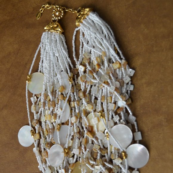 RARE VINTAGE STATEMENT RUNWAY JOSE MARIA BARRERA PEARL 28 STRANDS BEACH NECKLACE - Picture 8 of 14